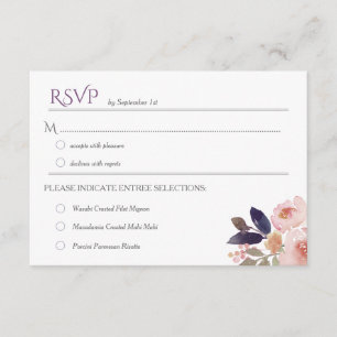 Tarjeta De Confirmación De Asistencia Bodas RSVPs de color de agua de lavanda rosa de co