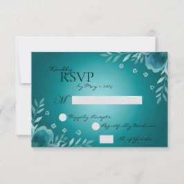 Tarjeta De Confirmación De Asistencia Bodas Teal Whisper Blooms