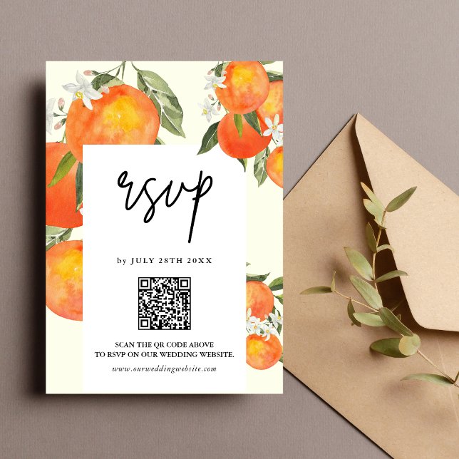 Tarjeta De Confirmación De Asistencia Boho Abstract Sketchy Orange Garden Wedding (Subido por el creador)