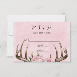 Tarjeta De Confirmación De Asistencia Boho Antler con el Boda de los pueblos rosados