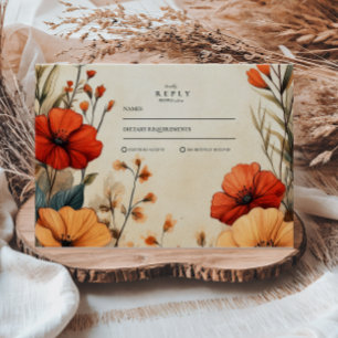 Tarjeta De Confirmación De Asistencia Boho Autumn Floral Boda