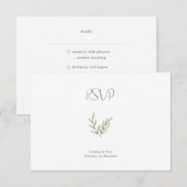 Tarjeta De Confirmación De Asistencia Boho Bamboo Hoja Botánica Blanda Elegante Vegetaci