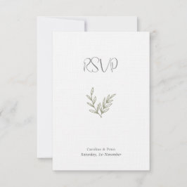 Tarjeta De Confirmación De Asistencia Boho Bamboo Hoja Botánica Blanda Elegante Vegetaci