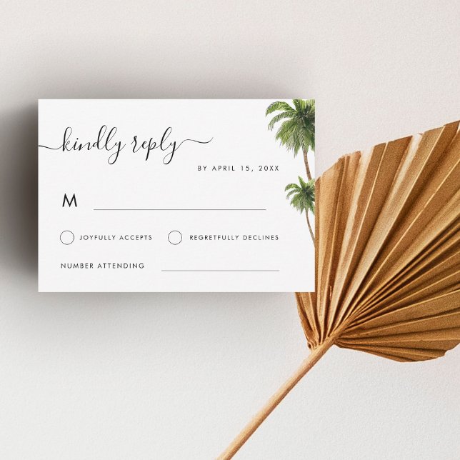 Tarjeta De Confirmación De Asistencia Boho Beach, Boho Beach, Tropical Palm Trees (Subido por el creador)