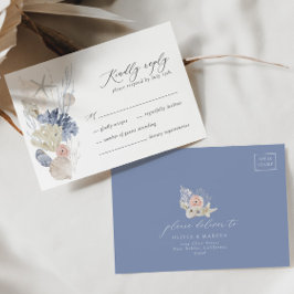 Tarjeta De Confirmación De Asistencia Boho Beach Elegant Romantic Blue Wedding Tarjeta R