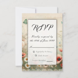 Tarjeta De Confirmación De Asistencia Boho Blooms y Vintage Vows Boda