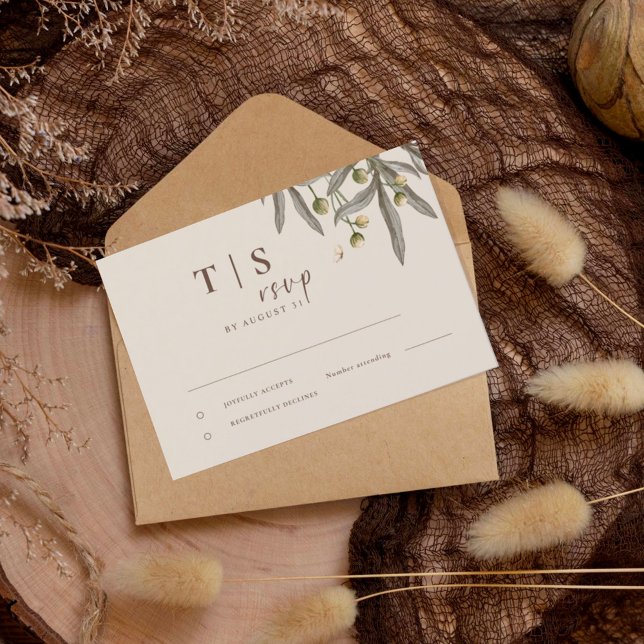 Tarjeta De Confirmación De Asistencia Boho Boda Beige Botanical (Subido por el creador)