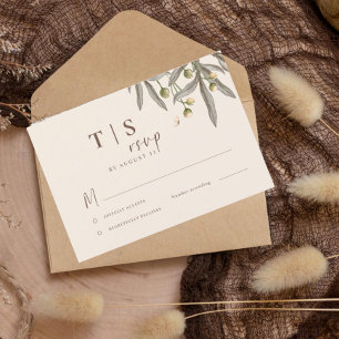 Tarjeta De Confirmación De Asistencia Boho Boda Beige Botanical
