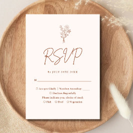 Tarjeta De Confirmación De Asistencia Boho Boda Botanicals Minimalista Terracotta