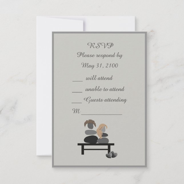 Tarjeta De Confirmación De Asistencia Boho boda de la pareja Eternal Stone (Anverso)
