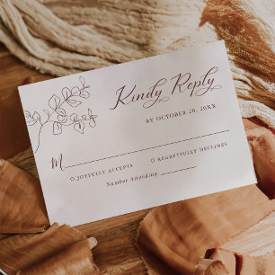 Tarjeta De Confirmación De Asistencia Boho Boda oral Minimalista