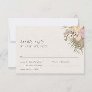 Tarjeta De Confirmación De Asistencia Boho Boda Pampas Palma Orquídea Protea