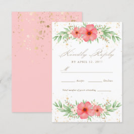 Tarjeta De Confirmación De Asistencia Boho Boho Pink & Ivory Greenery Floral Wedding RSV