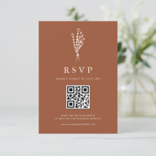 Tarjeta De Confirmación De Asistencia Boho Botanicals Minimalista Terracotta QR Code