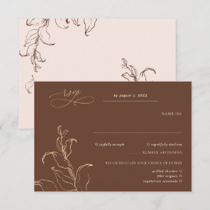 Tarjeta De Confirmación De Asistencia Boho Botanicals Minimalista Terracotta Wedding RSV
