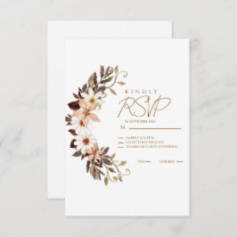 Tarjeta De Confirmación De Asistencia Boho Brown Floral