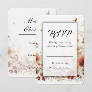 Tarjeta De Confirmación De Asistencia Boho Browns con Mariposas Boda Floral