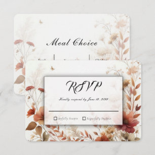 Tarjeta De Confirmación De Asistencia Boho Browns con Mariposas Boda Floral