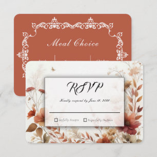 Tarjeta De Confirmación De Asistencia Boho Browns con Mariposas Boda Floral