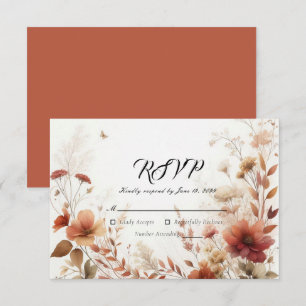 Tarjeta De Confirmación De Asistencia Boho Browns con Mariposas Floral Boda