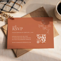 Boho Cálido Siena Terracotta Floral Qr Boda de cód