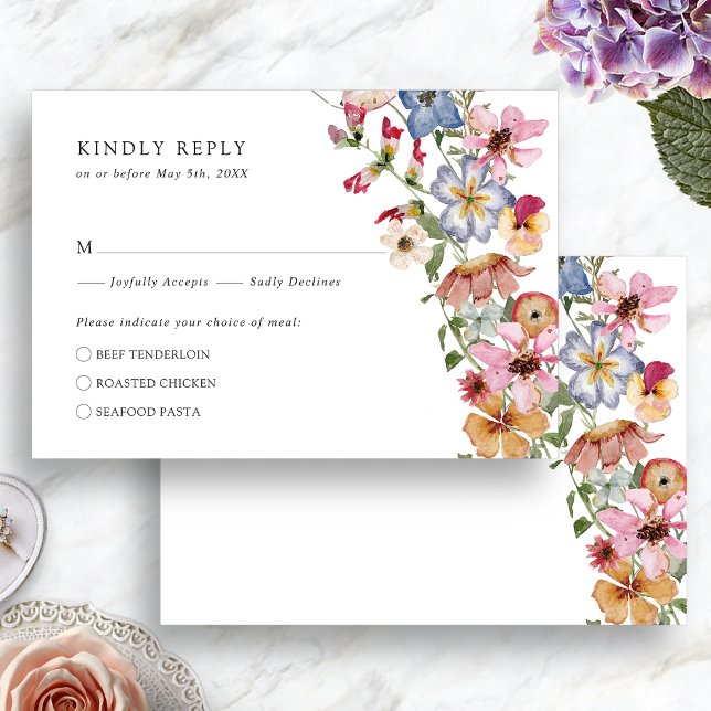 Tarjeta De Confirmación De Asistencia Boho colorido (Colorful Floral Boho RSVP Card by Painted Paperie
)