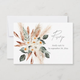 Tarjeta De Confirmación De Asistencia Boho Copper Pampas Grass Beige Floral con comida
