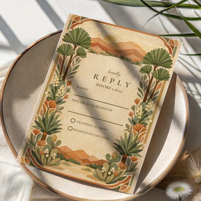 Tarjeta De Confirmación De Asistencia Boho Desert Botanical Wedding (Subido por el creador)