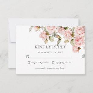 Tarjeta De Confirmación De Asistencia Boho Dusty Pale Pink Roses Floral Greeneration Bod