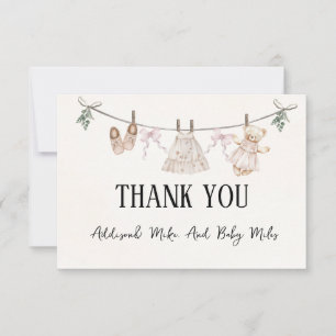 Tarjeta De Confirmación De Asistencia Boho Earth Pink Chica Gracias Tarjeta Baby Shower