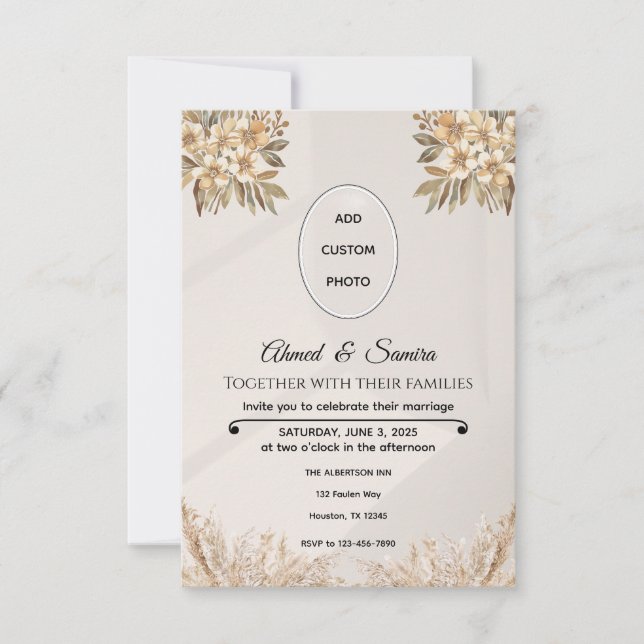Tarjeta De Confirmación De Asistencia Boho Elegant Rustic Floral Boda (Anverso)