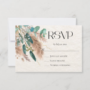 Tarjeta De Confirmación De Asistencia Boho Eucalyptus Greenery Pampas Grass