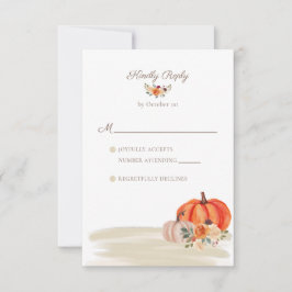 Tarjeta De Confirmación De Asistencia Boho Fall Pumpkins Beach Arbor Boda