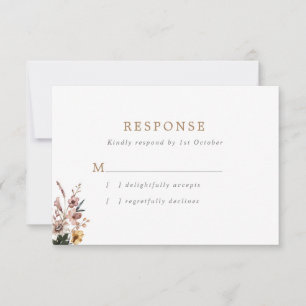 Tarjeta De Confirmación De Asistencia Boho Fall Wild Flowers Boda