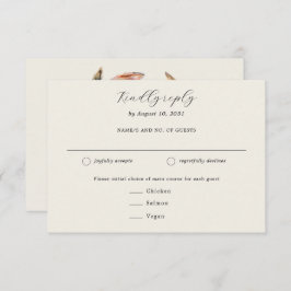 Tarjeta De Confirmación De Asistencia Boho Feathers Wreath Meal Choice Boda