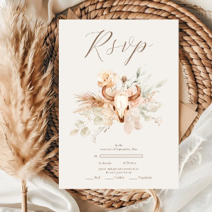 Tarjeta De Confirmación De Asistencia Boho Floral Boda Occidental