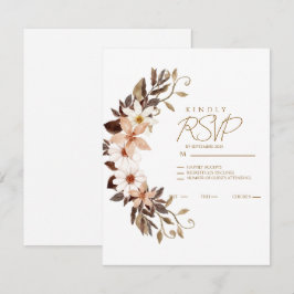 Tarjeta De Confirmación De Asistencia Boho Floral Marrón