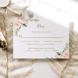 Tarjeta De Confirmación De Asistencia Boho Floral Rubor Pink Sage Green con la elección