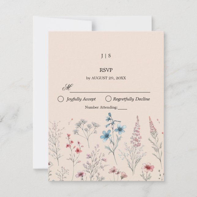 Tarjeta De Confirmación De Asistencia Boho floral veraniego simple (Anverso)