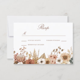 Tarjeta De Confirmación De Asistencia Boho Floral Wedding 