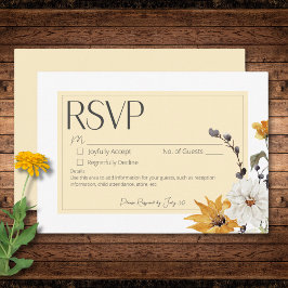 Tarjeta De Confirmación De Asistencia Boho Golden Yellow Meadow Flor Amarillo Sin Cena