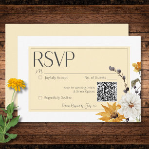 Tarjeta De Confirmación De Asistencia Boho Golden Yellow Meadow Flores amarillas