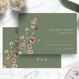Tarjeta De Confirmación De Asistencia Boho Green Floral