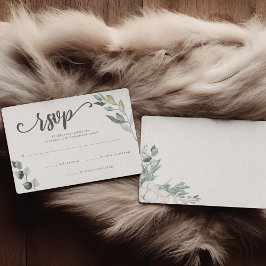 Tarjeta De Confirmación De Asistencia Boho Greenery Watercolor Eucalyptus Boda
