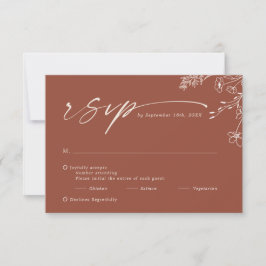 Tarjeta De Confirmación De Asistencia Boho Minimalist Terracotta Burnt Orange Wedding