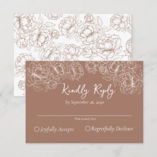Tarjeta De Confirmación De Asistencia Boho Mocha Mousse Romantic Floral Boda