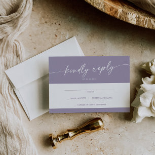 Tarjeta De Confirmación De Asistencia Boho Moda Lavender Boda simple morado