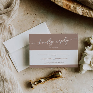 Tarjeta De Confirmación De Asistencia Boho Moda Neutral Taupe Boda simple