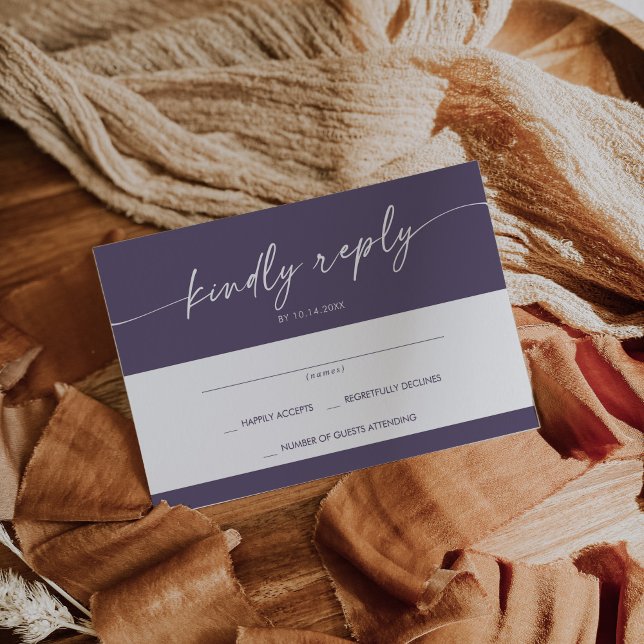 Tarjeta De Confirmación De Asistencia Boho Moda Plum Boda simple púrpura (Subido por el creador)