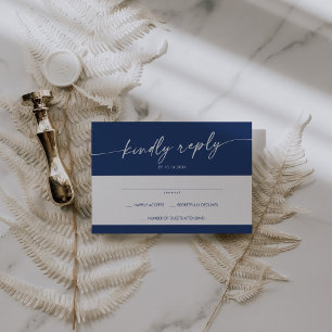 Tarjeta De Confirmación De Asistencia Boho Moda Royal Blue Boda simple